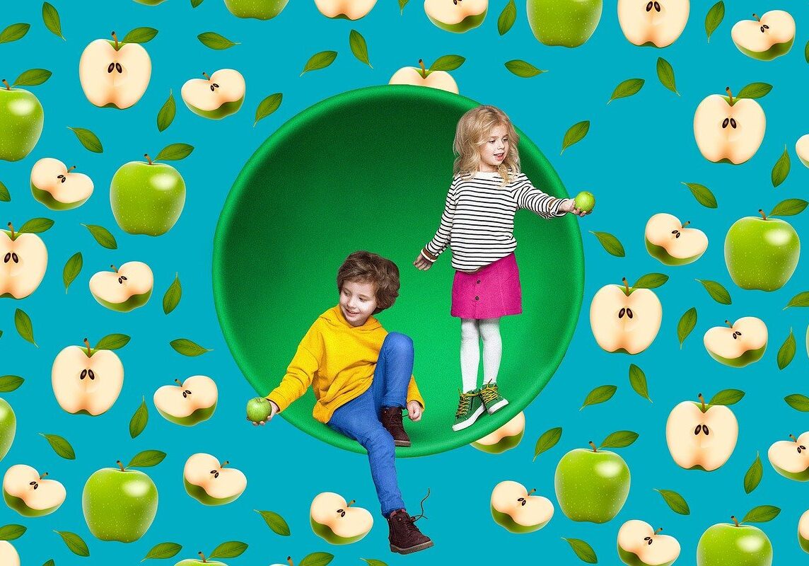 kids, apples, texture