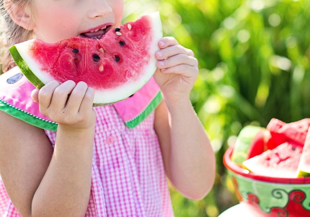 watermelon, summer, little girl eating watermelon
